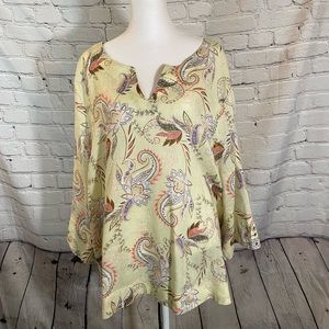 J Jill linen blouse with floral print